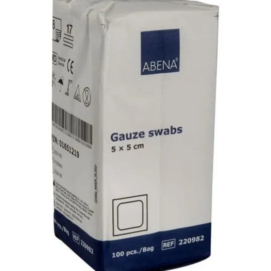 ABENA Kompress Gasväv Vit 5 x 5 cm 100 st