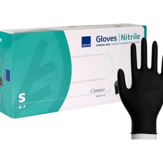 ABENA Nitrilhandske Puderfri Svart S 100-pack