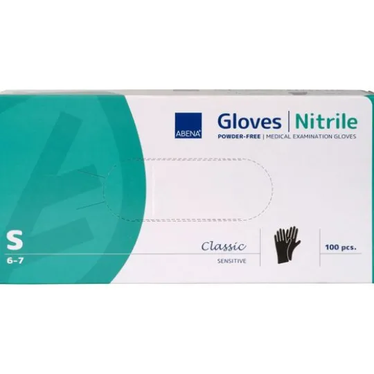 ABENA Nitrilhandske Puderfri Svart S 100-pack