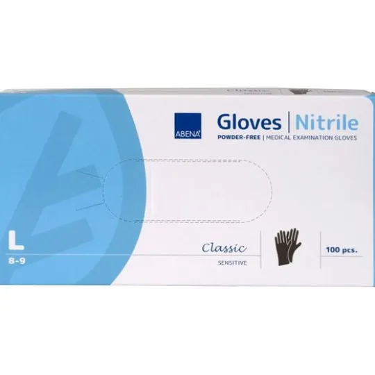 ABENA Nitrilhandske Puderfri Svart L 100-pack