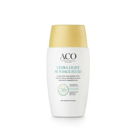 ACO Sun Ultra Light Face Fluid SPF50+ Ultralätt Solskydd Ansikte 40 ml