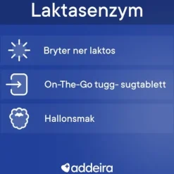 Addeira Laktasenzym vid Laktosintolerans Tuggtabletter 100 st