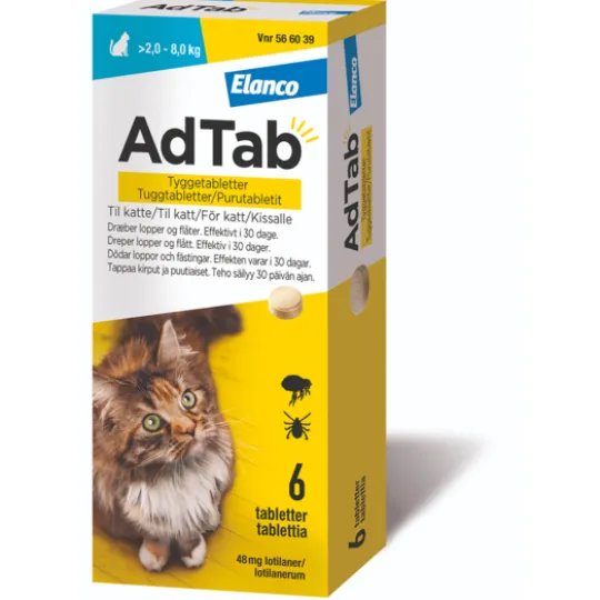 AdTab 48 mg Tuggtabletter för katt > 2–8 kg 6 st