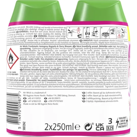 Air Wick Freshmatic Automatic Spray Duo Refill Magnolia & Cherry Blossom 2 x 250 ml