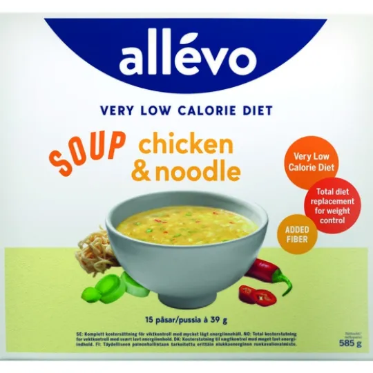 Allévo Soup Chicken/Noodle VLCD 15 påsar x 39 g