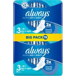 Always Ultra Day & Night Bindor Storlek 3 Med Vingar 18 st