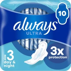 Always Ultra Sanitetsbindor Day & Night Med Vingar Storlek 10 st