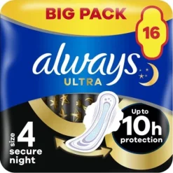 Always Ultra Secure Night Bindor Med Vingar S4 16 st
