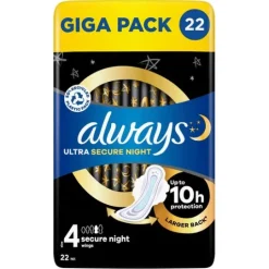 Always Ultra Secure Night Storlek 4 Bindor Med Vingar 22 st