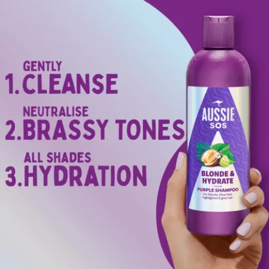 Aussie SOS Blonde & Hydrate Purple Schampo 300 ml