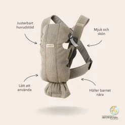 BabyBjörn Bärsele Mini 3D Mesh Gråbeige