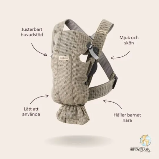 BabyBjörn Bärsele Mini 3D Mesh Gråbeige