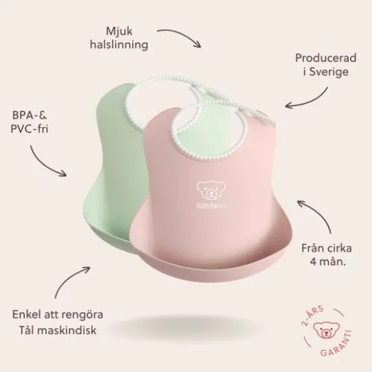 BabyBjörn Haklapp Grön/Rosa 2-pack