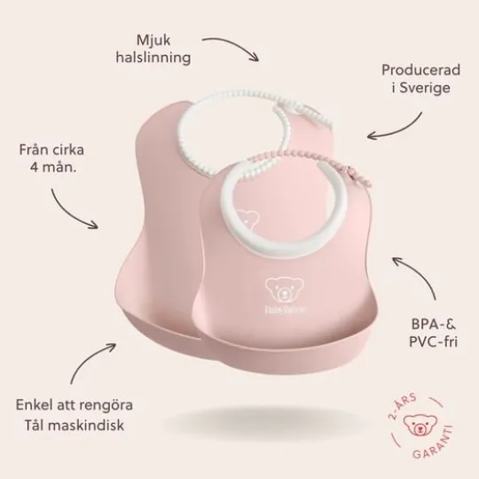BabyBjörn Haklappsset Blekrosa 2-pack