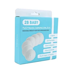 2B Baby Tvättbara Amningsinlägg 6-pack med tvättpåse