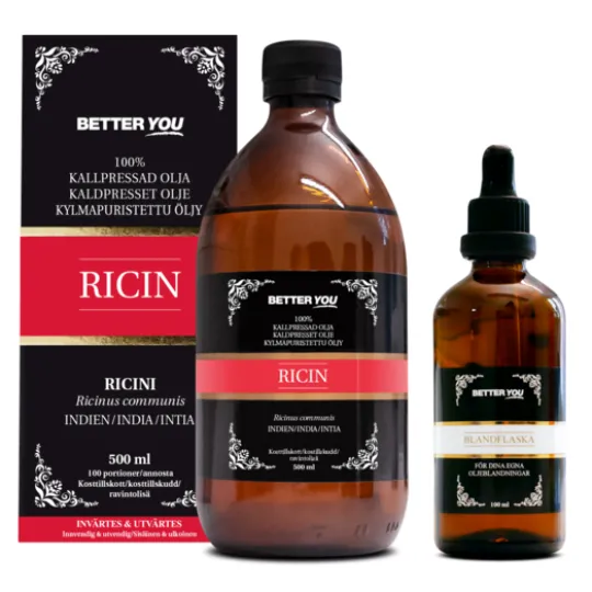 Better You Blandflaska för oljor med pipettlock 100 ml & Ricinolja Kallpressad 500 ml
