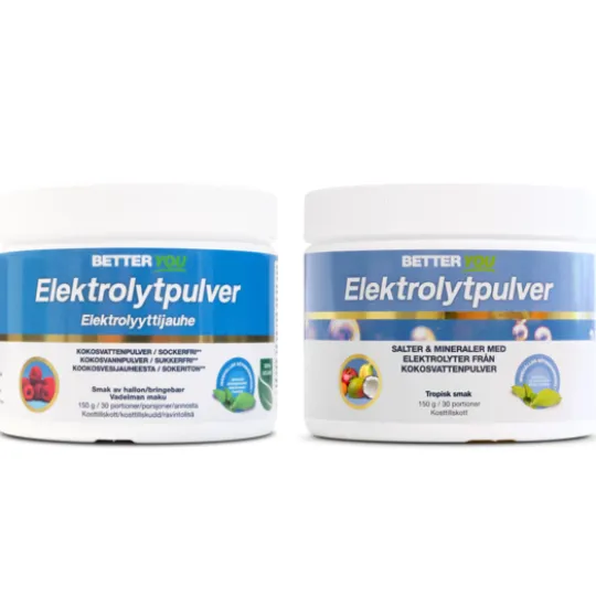 Better You Elektrolytpulver Hallon 150 g & Elektrolytpulver Tropisk 150 g