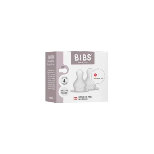 BIBS Baby Bottle Nipple Round Silicone Thick Flow 2-pack