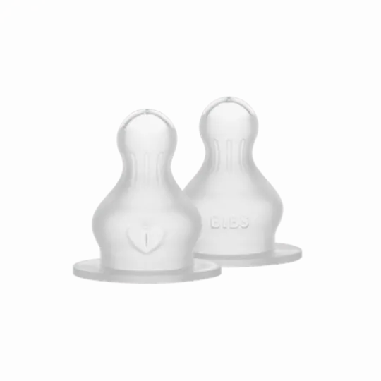 BIBS Baby Bottle Nipple Round Silicone Fast Flow 2-pack