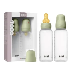 BIBS Baby Bottle Round Latex Medium Flow Sage 270 ml 2-pack