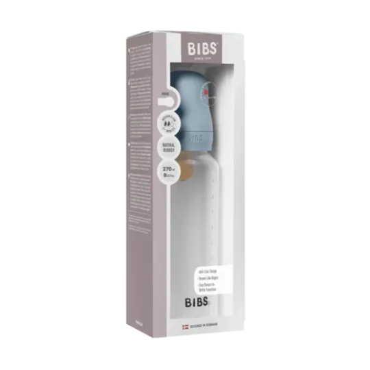 BIBS Baby Bottle Round Latex Medium Flow Baby Blue 270 ml