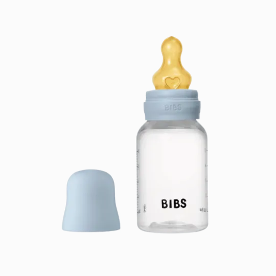 BIBS Baby Bottle Round Latex Slow Flow Baby Blue 150 ml