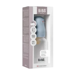 BIBS Baby Bottle Round Latex Slow Flow Baby Blue 150 ml