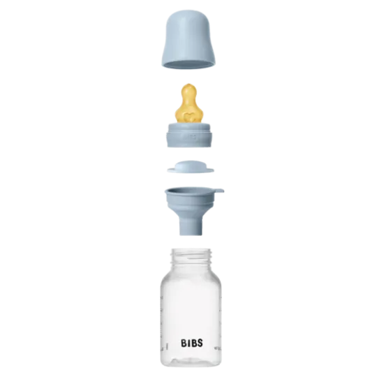 BIBS Baby Bottle Round Latex Slow Flow Baby Blue 150 ml