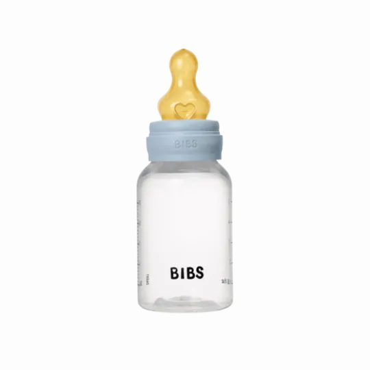 BIBS Baby Bottle Round Latex Slow Flow Baby Blue 150 ml