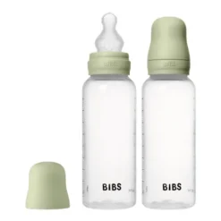 BIBS Baby Bottle Round Silicone Medium Flow Sage 270 ml 2-pack