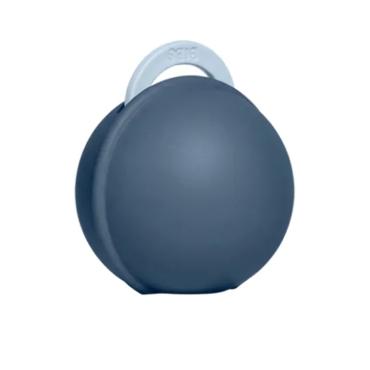 BIBS Colour Pacifier Round Latex Size 2 Baby Blue & Pacifier Case Mini Steel Blue