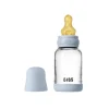 BIBS Glass Baby Bottle Round Latex Slow Flow Baby Blue 120 ml