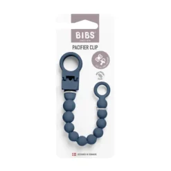 BIBS Pacifier Clip Beaded Steel Blue