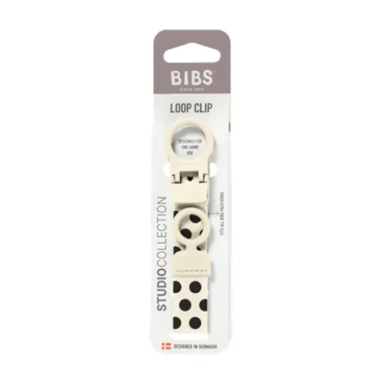BIBS Studio Pacifier Clip Loop Polka Ivory Black