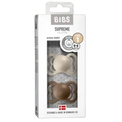 BIBS Supreme Latex Size 1 Vanilla/Dark Oak 2-pack