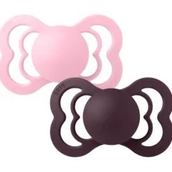 BIBS Supreme Silicone Size 2 Baby Pink/Plum 2-pack