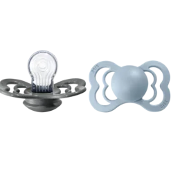 BIBS Supreme Silicone Size 2 Iron/Baby Blue 2-pack
