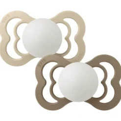 BIBS Supreme Silicone Size 2 Vanilla Glow/Dark Oak Glow 2-pack