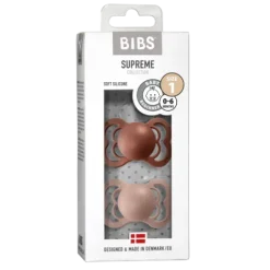 BIBS Supreme Silicone Size 1 Woodchuck/Blush 2-pack