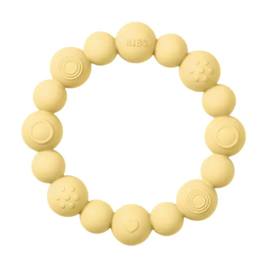BIBS Teething Ring Beaded Pale Butter