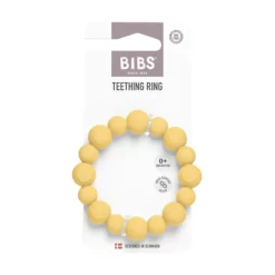 BIBS Teething Ring Beaded Pale Butter