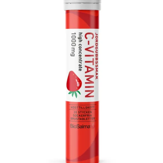 BioSalma C-vitamin 1000 mg Jordgubb 20 brustabletter