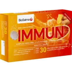 BioSalma Immun Zink C+D-vitamin 30 brustabletter