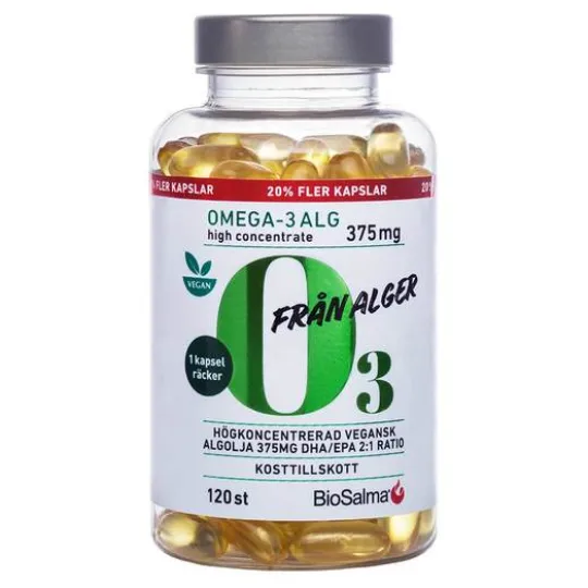 BioSalma Omega-3 av Alg 375mg DHA/EPA 120 kapslar