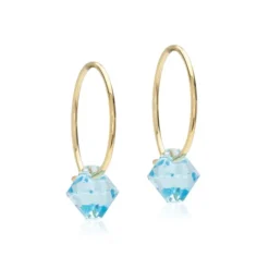 Blomdahl GT Ear Ring 14 mm, Bicone 6 mm Aquamarine