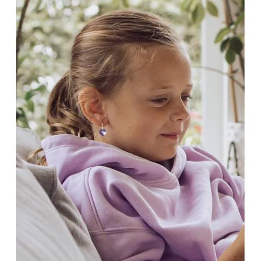 Blomdahl GT Ear Ring 14 mm, Heart 10 mm Lilac