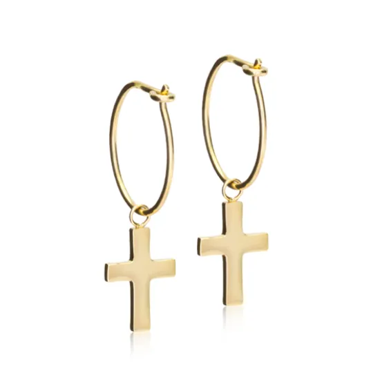 Blomdahl GT Ear Ring 14 mm, Pendant Cross 11 mm