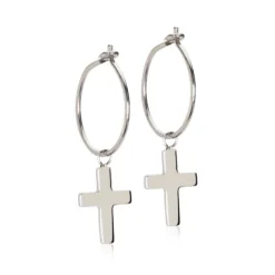 Blomdahl NT Ear Ring 14 mm, Pendant Cross 11 mm