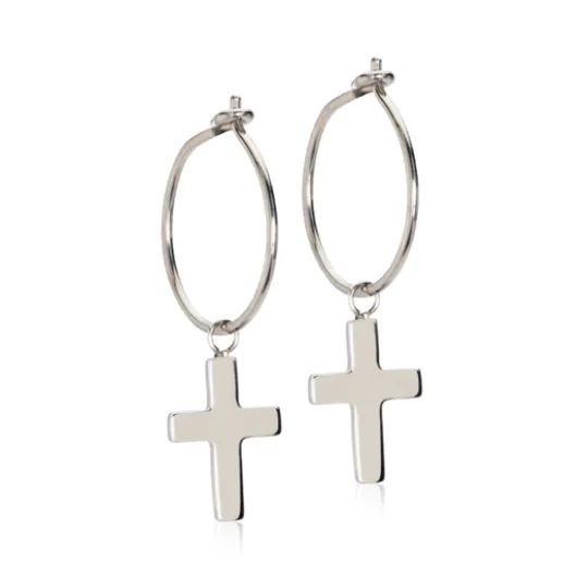 Blomdahl NT Ear Ring 14 mm, Pendant Cross 11 mm