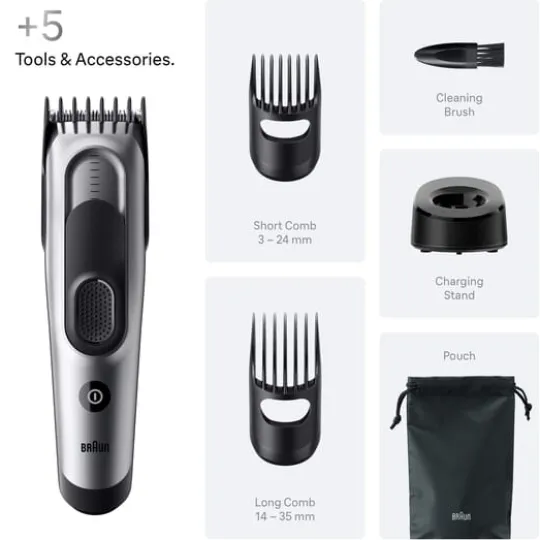 Braun Hårklippare Series 7 +5 Stylingverktyg HC7590 Grå